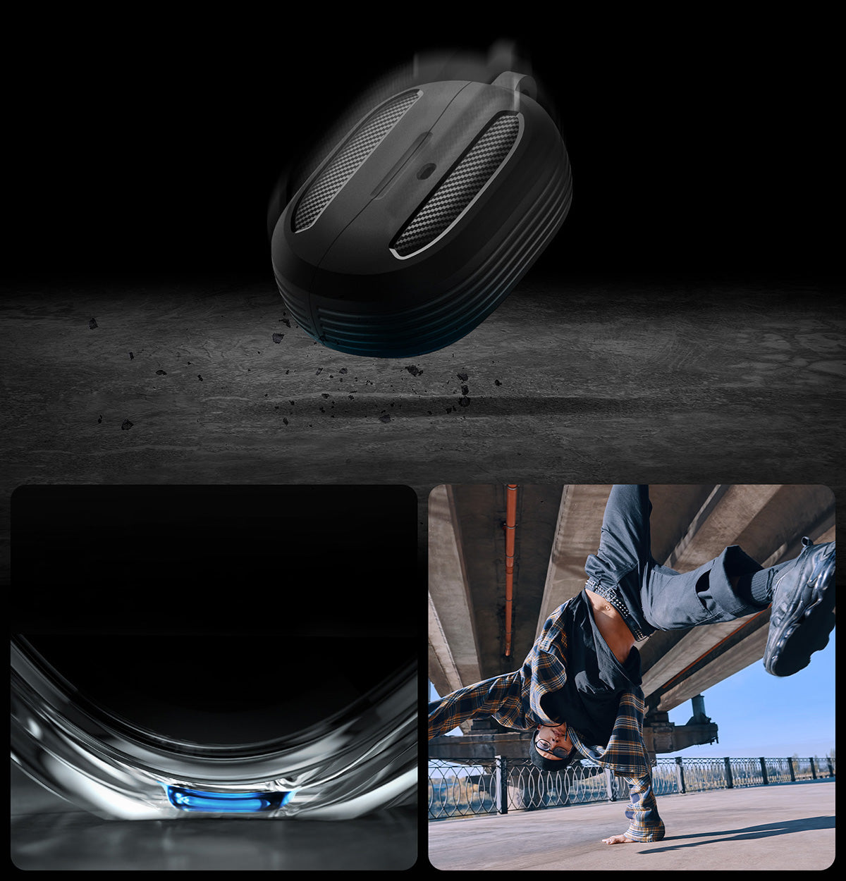 Hülle mit Handschlaufe für Spigen SA-TW P10, Spigen Rugged Armor, Schwarz