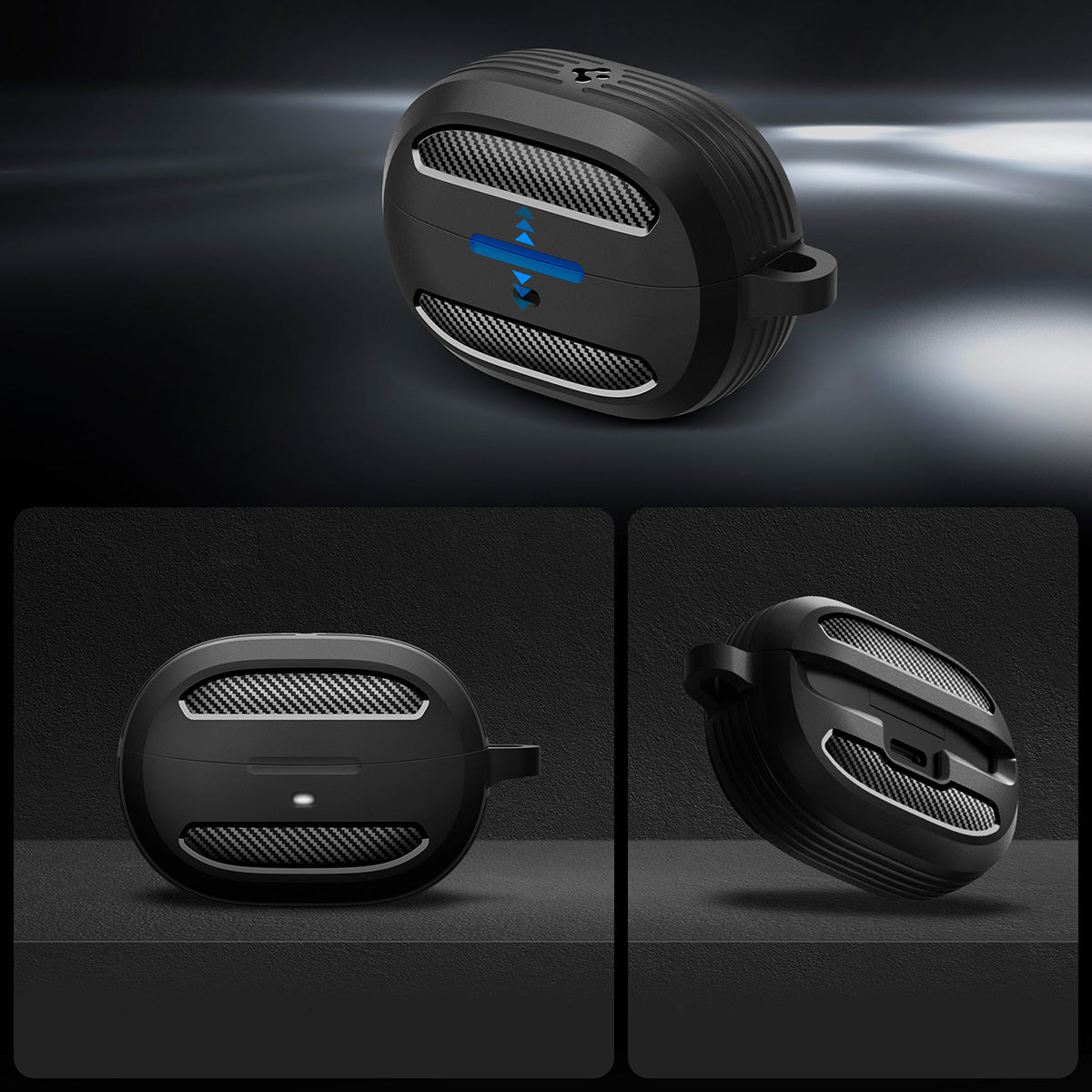 Hülle mit Handschlaufe für Spigen SA-TW P10, Spigen Rugged Armor, Schwarz