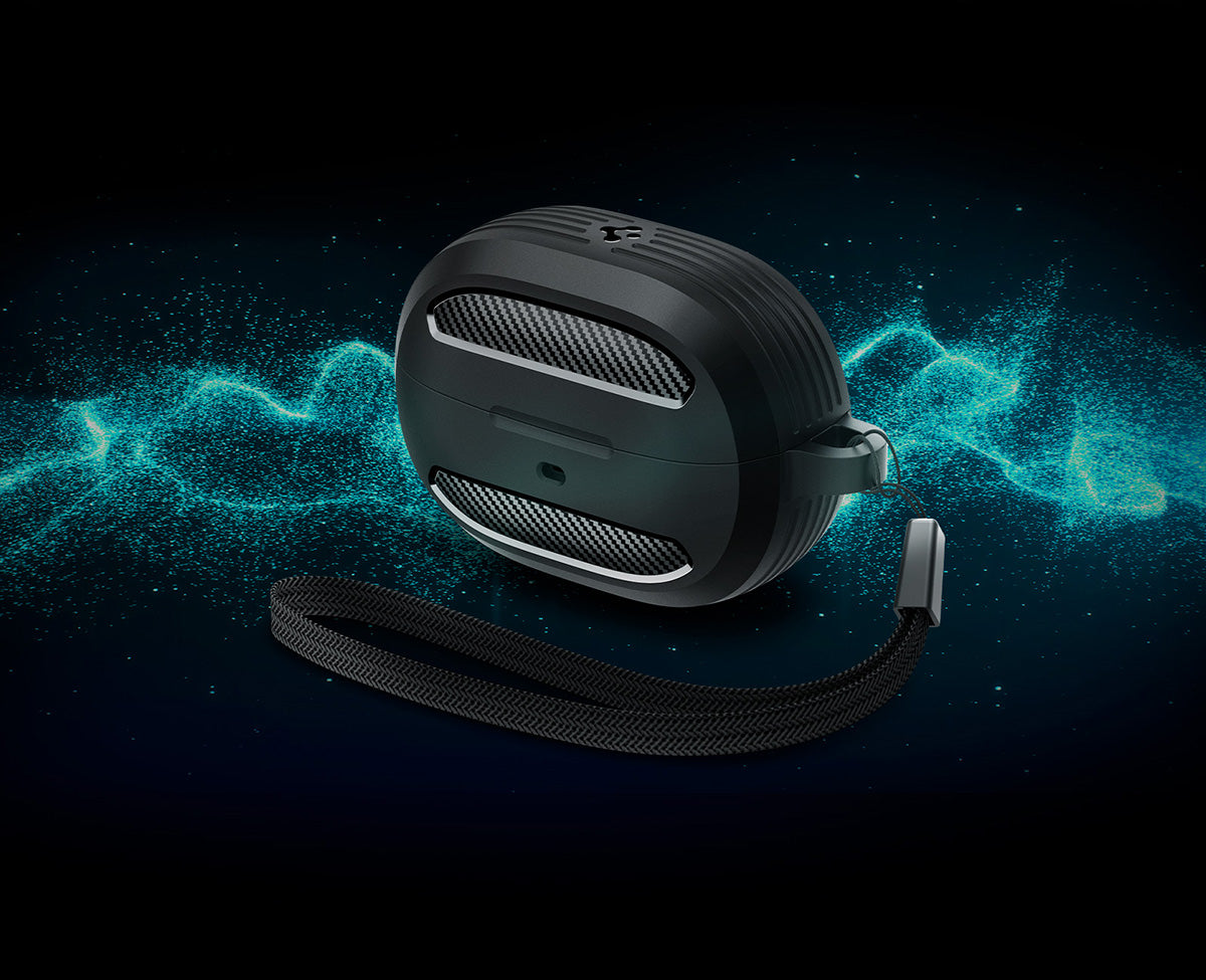 Hülle mit Handschlaufe für Spigen SA-TW P10, Spigen Rugged Armor, Schwarz