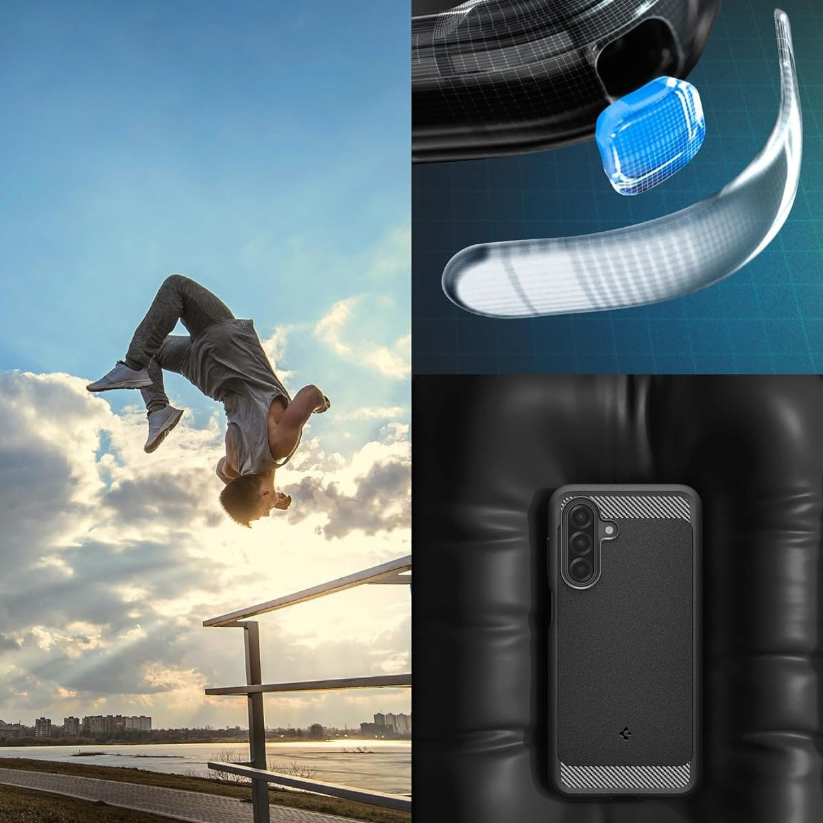 Handyhülle für Galaxy A17 4G / 5G, Spigen Rugged Armor, Schwarz