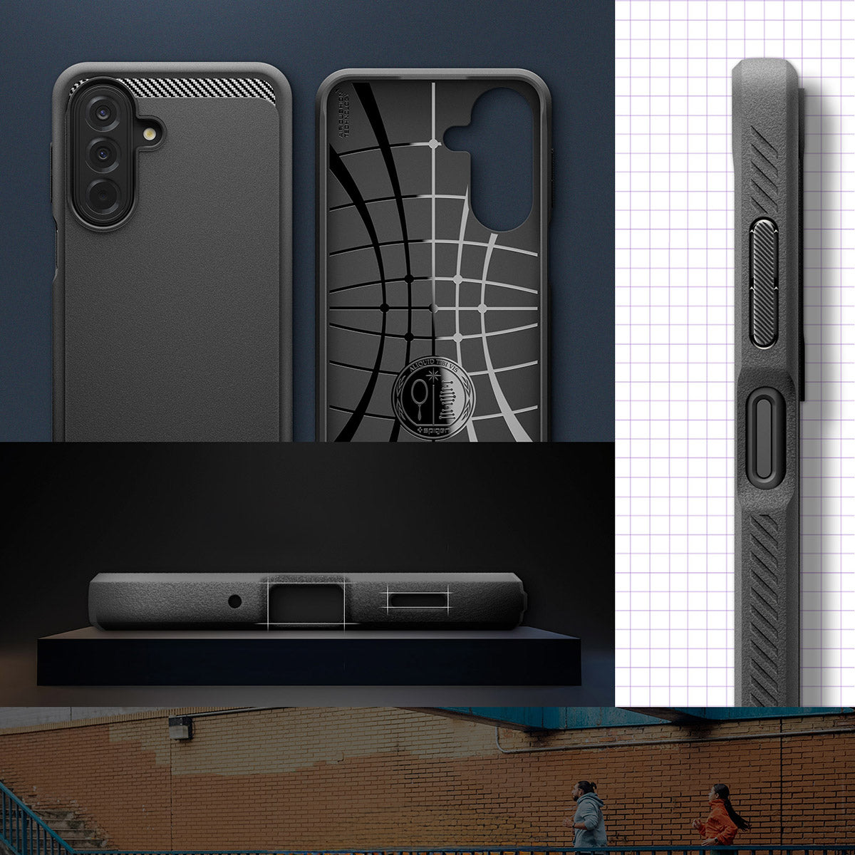 Handyhülle für Galaxy A27 5G, Spigen Rugged Armor, Schwarz