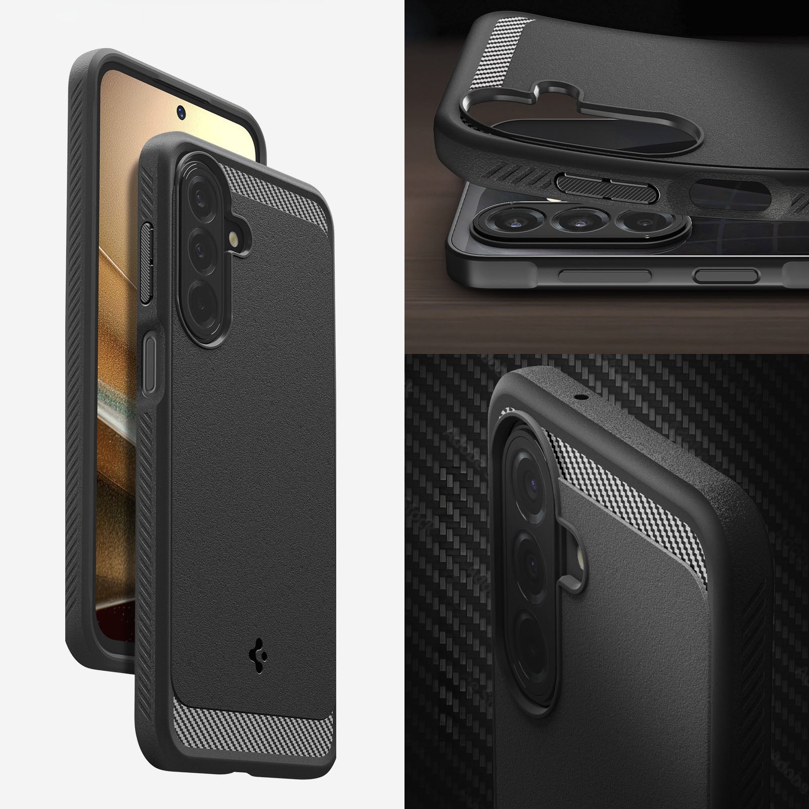 Handyhülle für Galaxy A27 5G, Spigen Rugged Armor, Schwarz