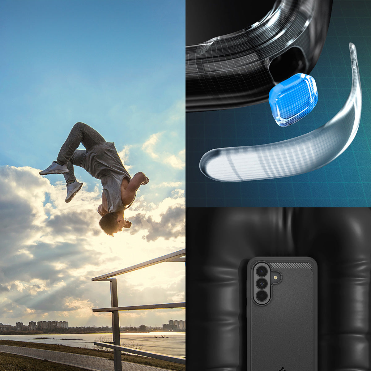 Handyhülle für Galaxy A37 5G, Spigen Rugged Armor, Schwarz