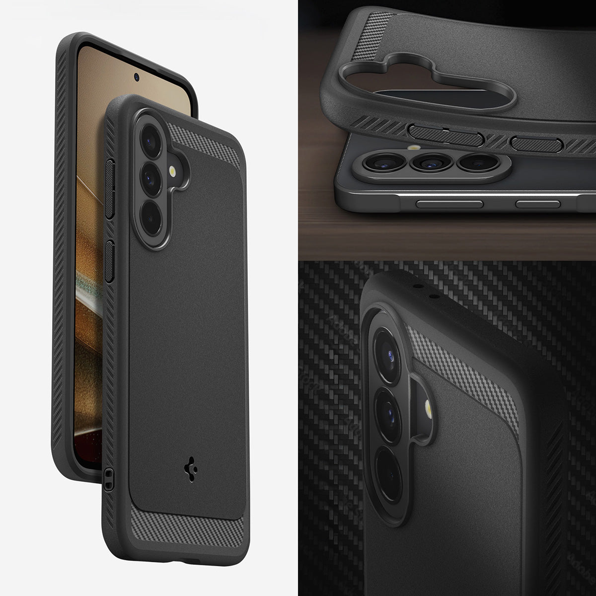 Handyhülle für Galaxy A37 5G, Spigen Rugged Armor, Schwarz