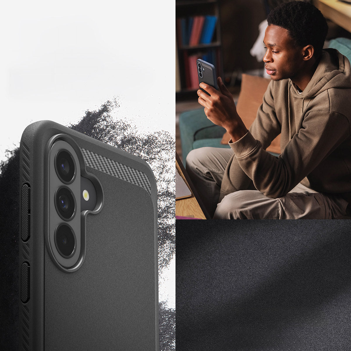 Handyhülle für Galaxy A37 5G, Spigen Rugged Armor, Schwarz