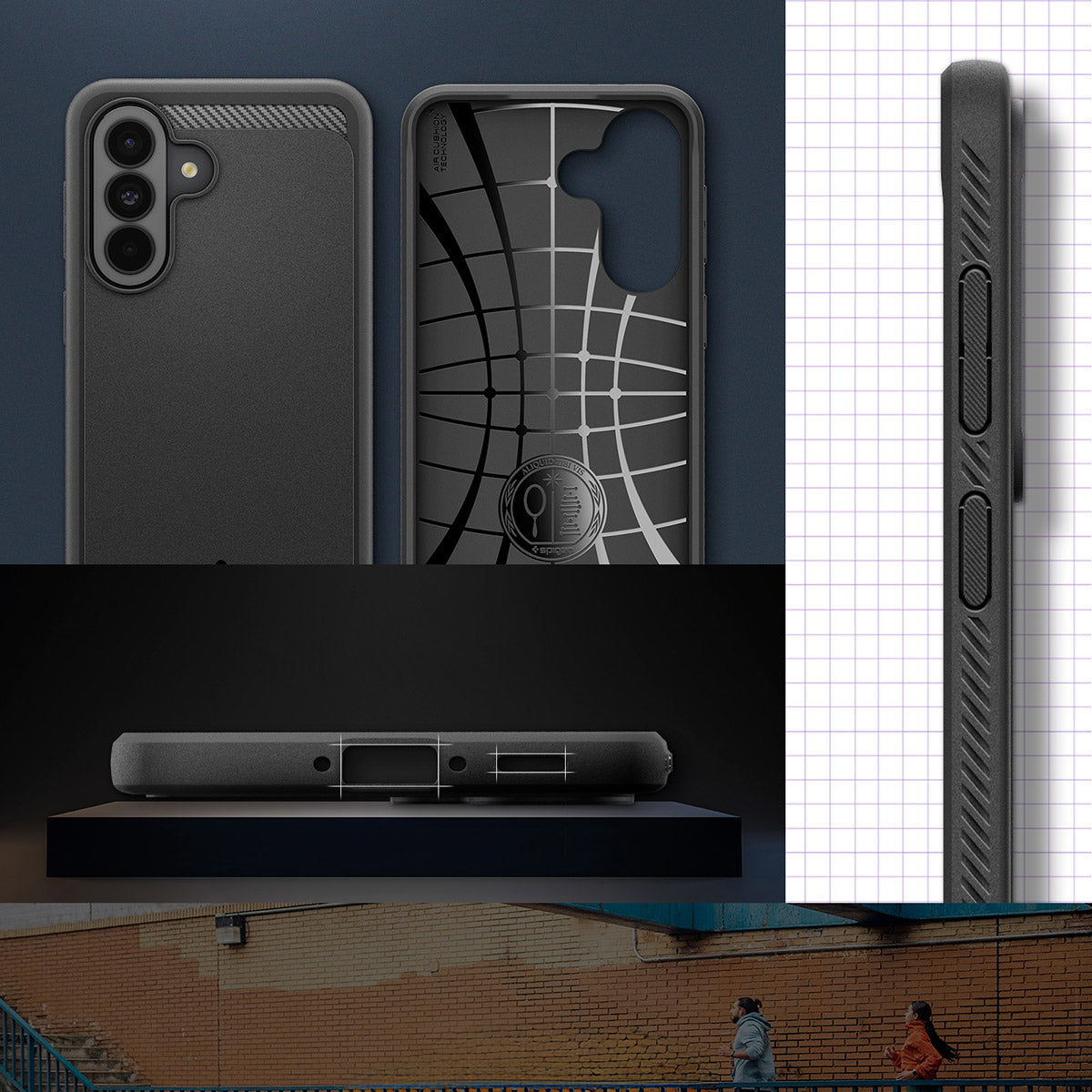 Handyhülle für Galaxy A37 5G, Spigen Rugged Armor, Schwarz