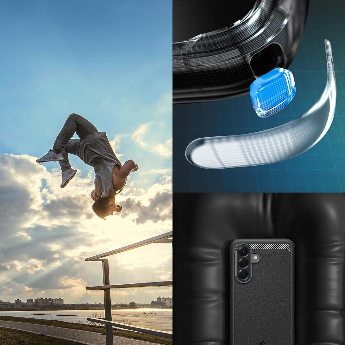 Handyhülle für Galaxy A56 5G, Spigen Rugged Armor, Schwarz