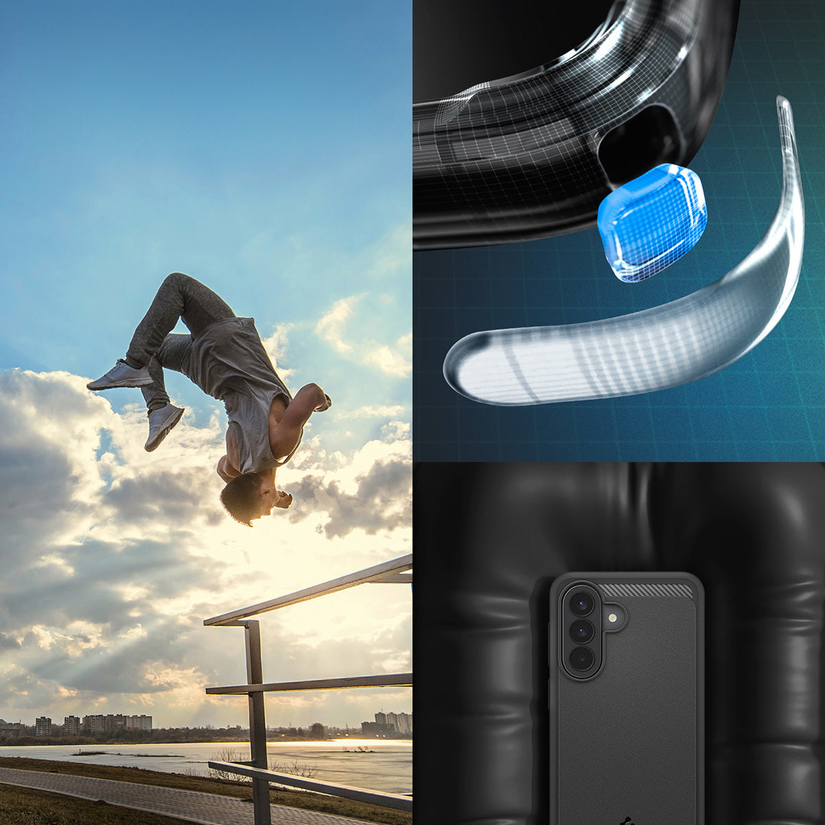 Handyhülle für Galaxy A57 5G, Spigen Rugged Armor, Schwarz