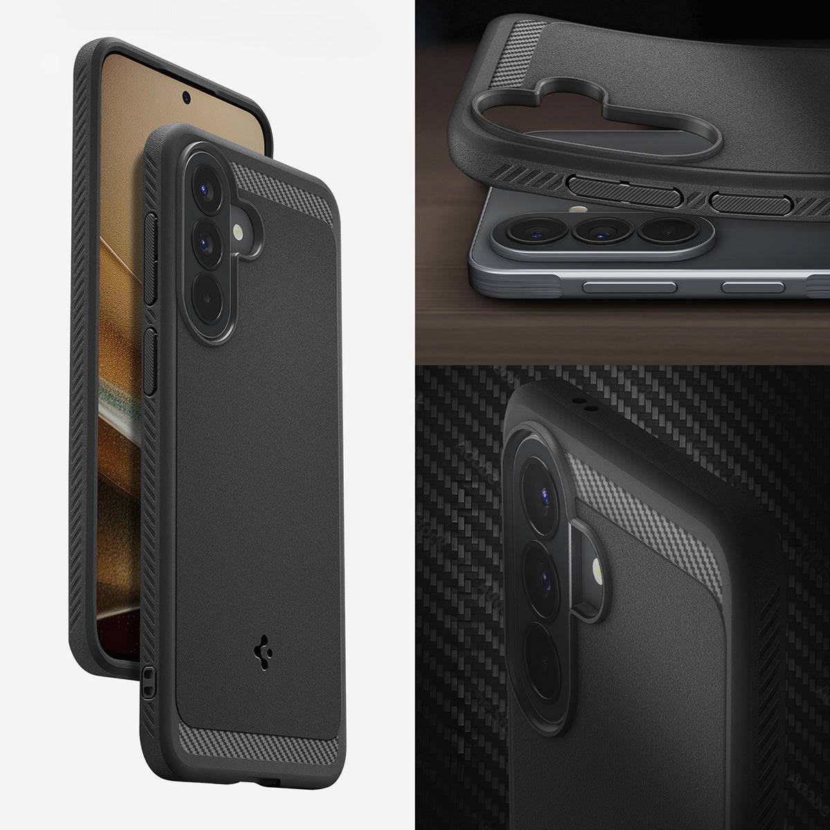 Handyhülle für Galaxy A57 5G, Spigen Rugged Armor, Schwarz