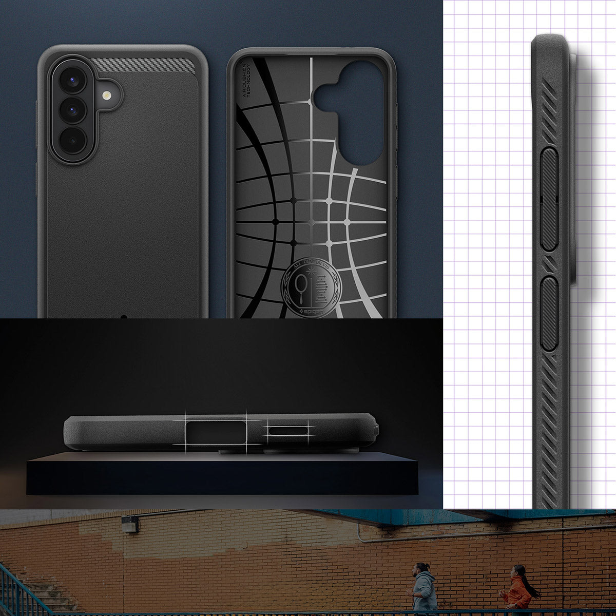 Handyhülle für Galaxy A57 5G, Spigen Rugged Armor, Schwarz