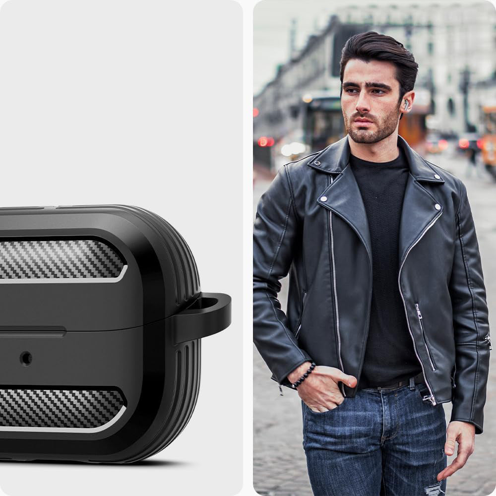 Schutzhülle für Galaxy Buds 3 / 3 Pro / 3 FE, Spigen Rugged Armor, Schwarz