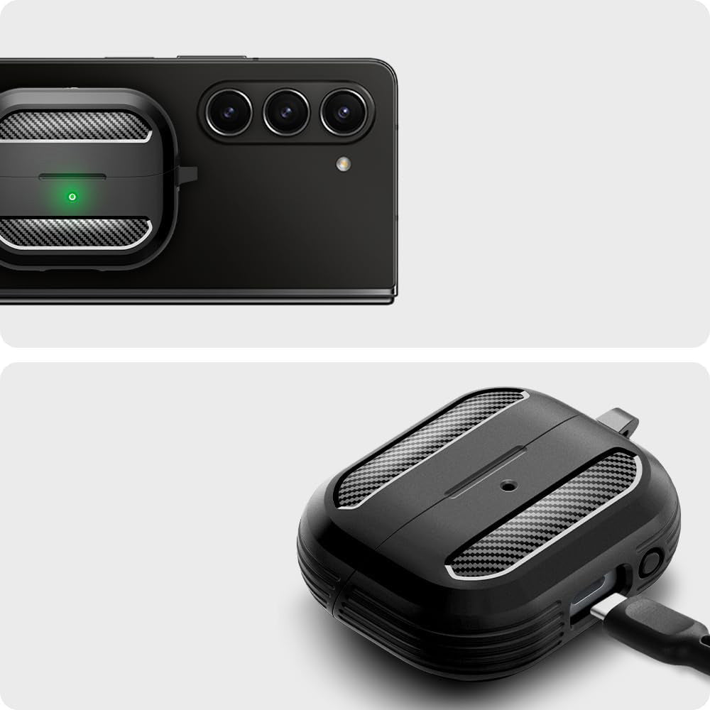 Schutzhülle für Galaxy Buds 3 / 3 Pro / 3 FE, Spigen Rugged Armor, Schwarz