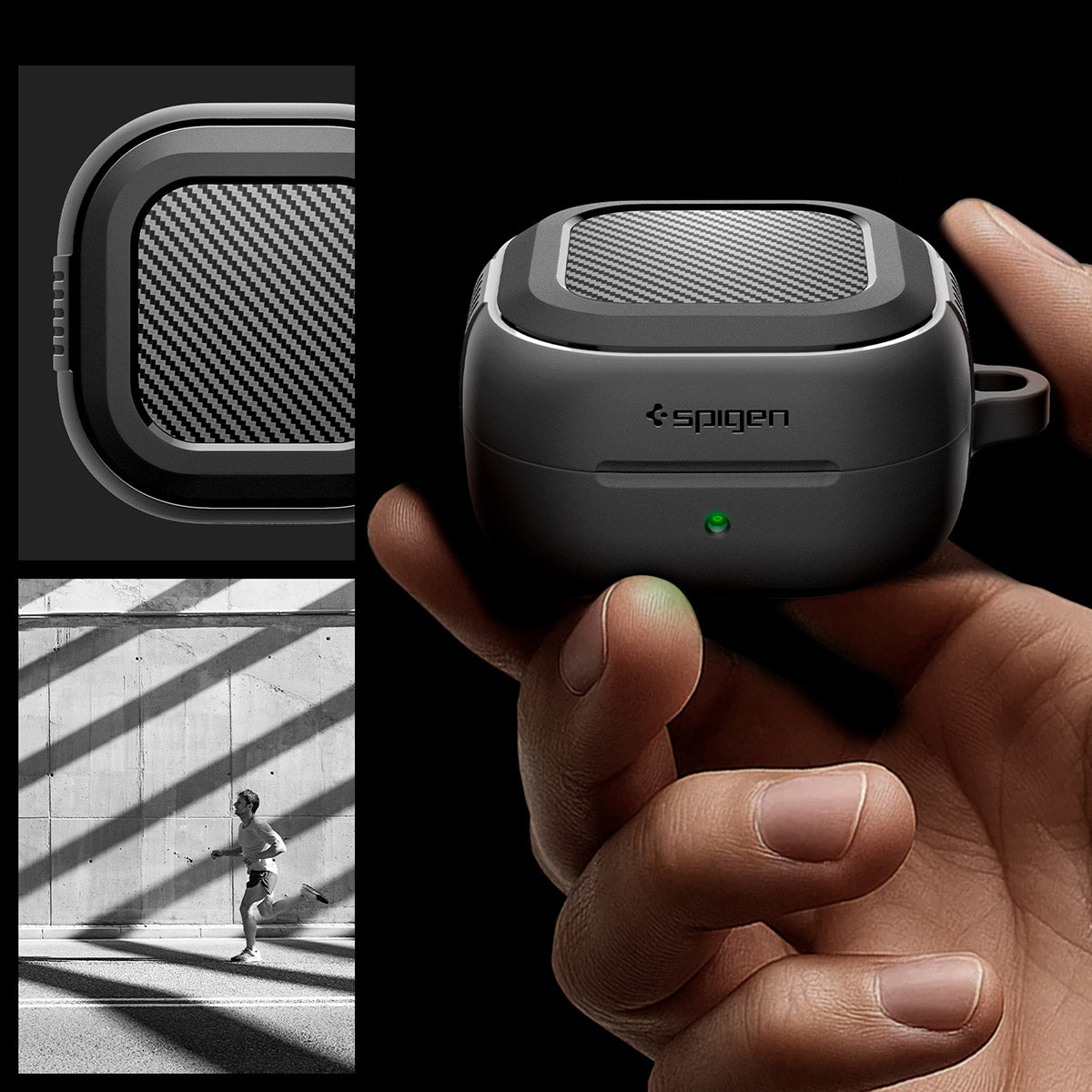 Schutzhülle für Galaxy Buds 4 / 4 Pro, Spigen Rugged Armor, Schwarz