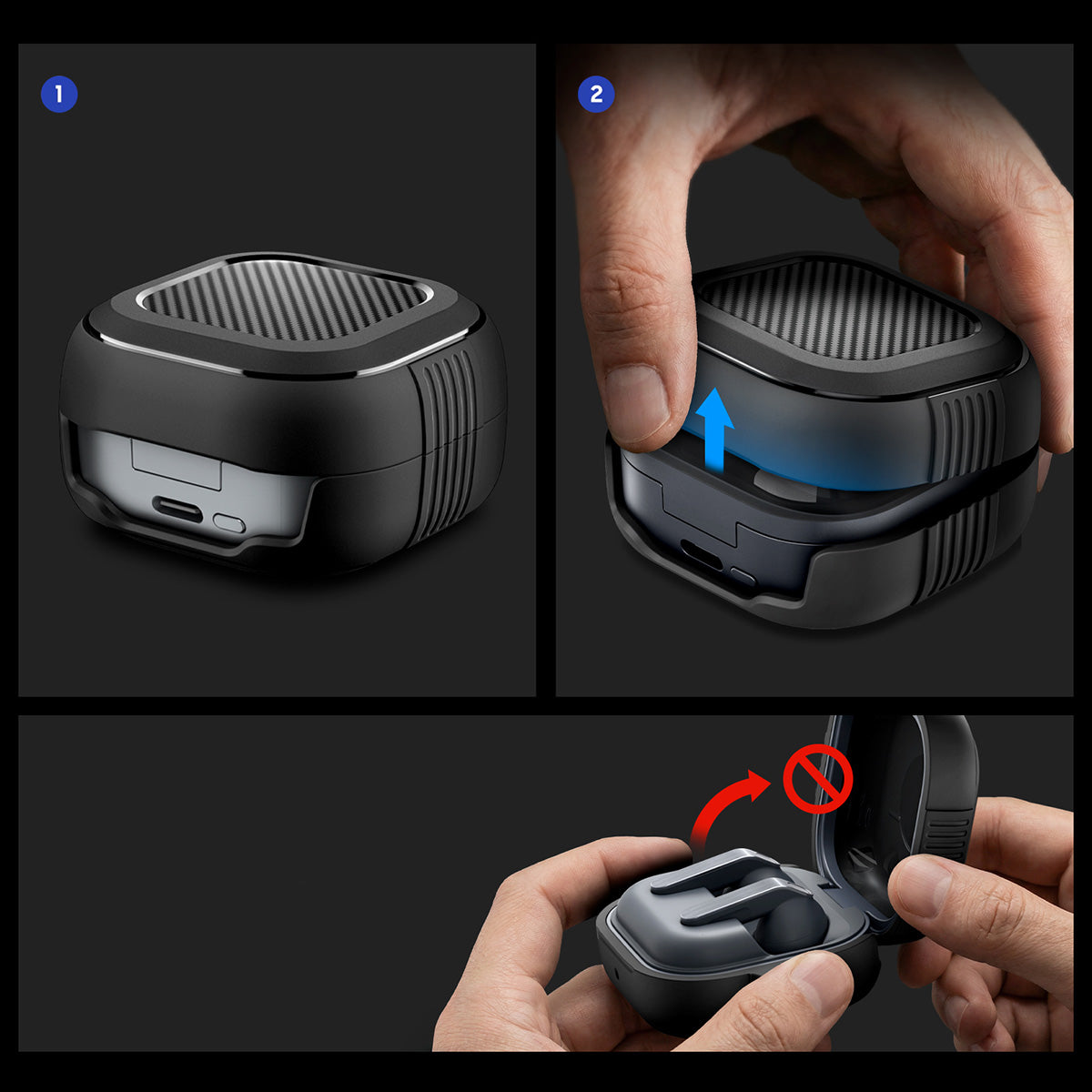Schutzhülle für Galaxy Buds 4 / 4 Pro, Spigen Rugged Armor, Schwarz