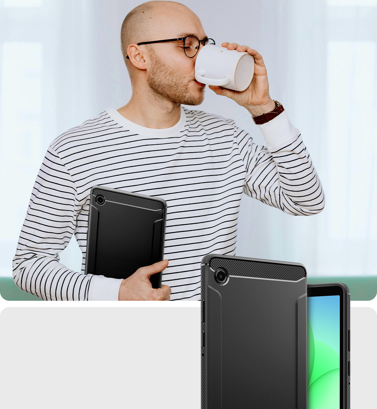 Schutzhülle für Galaxy Tab A11, Spigen Rugged Armor, Schwarz