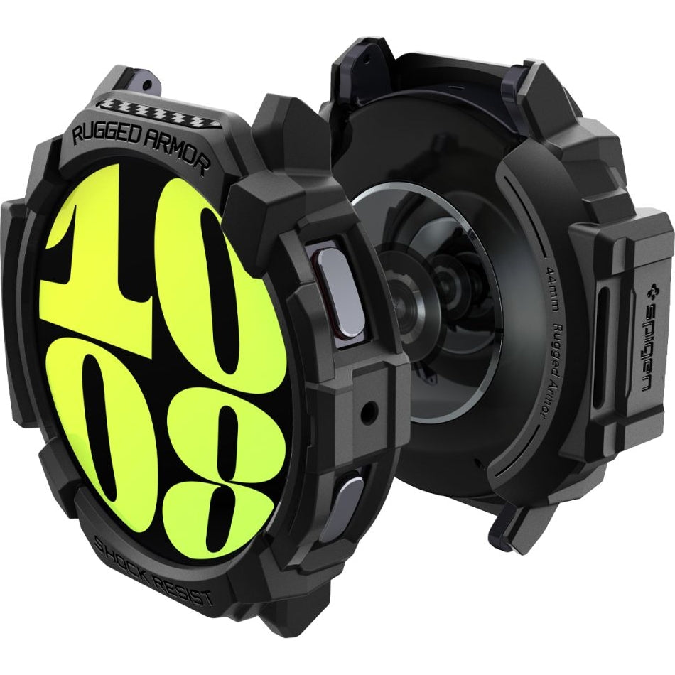 Schutzhülle für Galaxy Watch 7 44mm, Spigen Rugged Armor, Schwarz