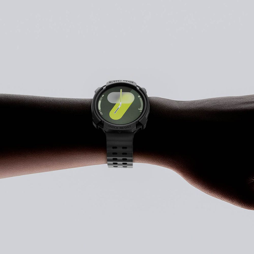 Hülle für Galaxy Watch 8 44 mm, Spigen Rugged Armor, Schwarz