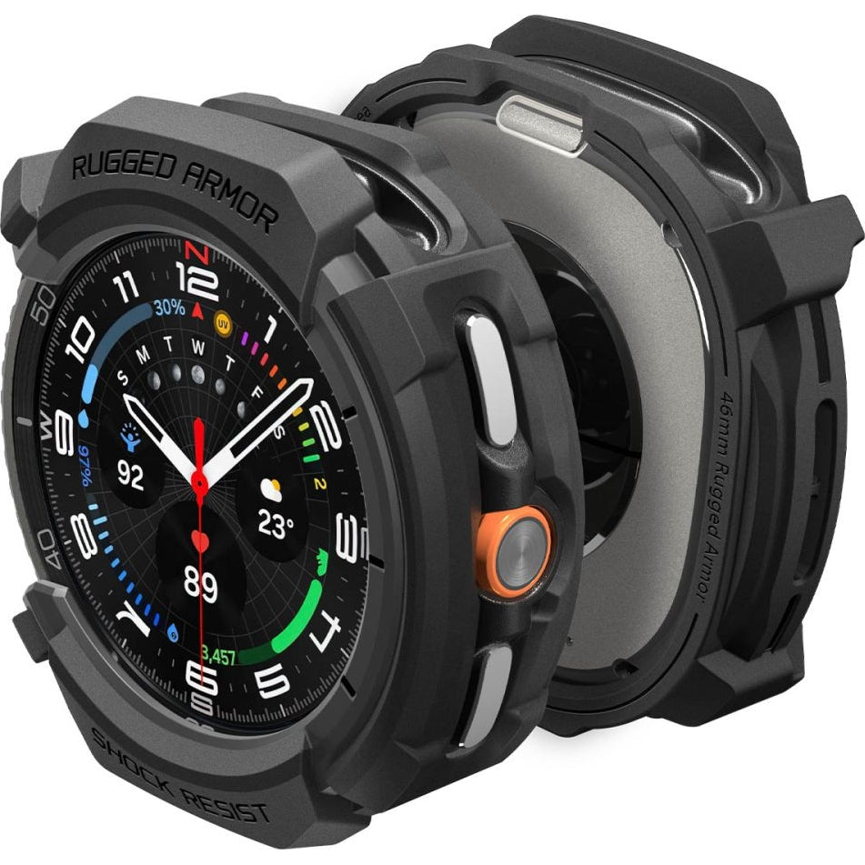Hülle für Galaxy Watch 8 Classic 46 mm, Spigen Rugged Armor, Schwarz