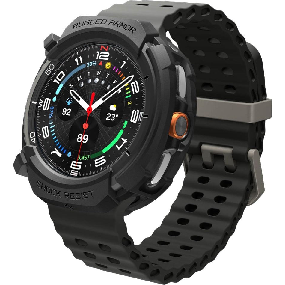 Hülle für Galaxy Watch 8 Classic 46 mm, Spigen Rugged Armor, Schwarz