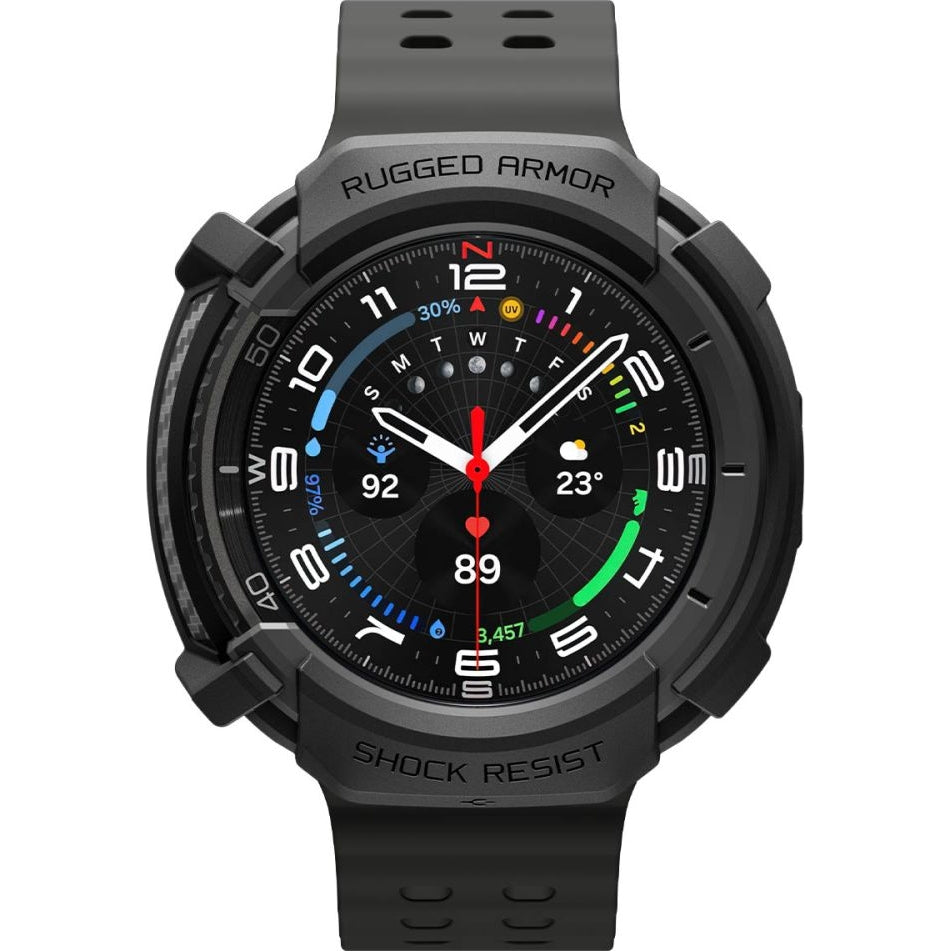 Hülle für Galaxy Watch 8 Classic 46 mm, Spigen Rugged Armor, Schwarz