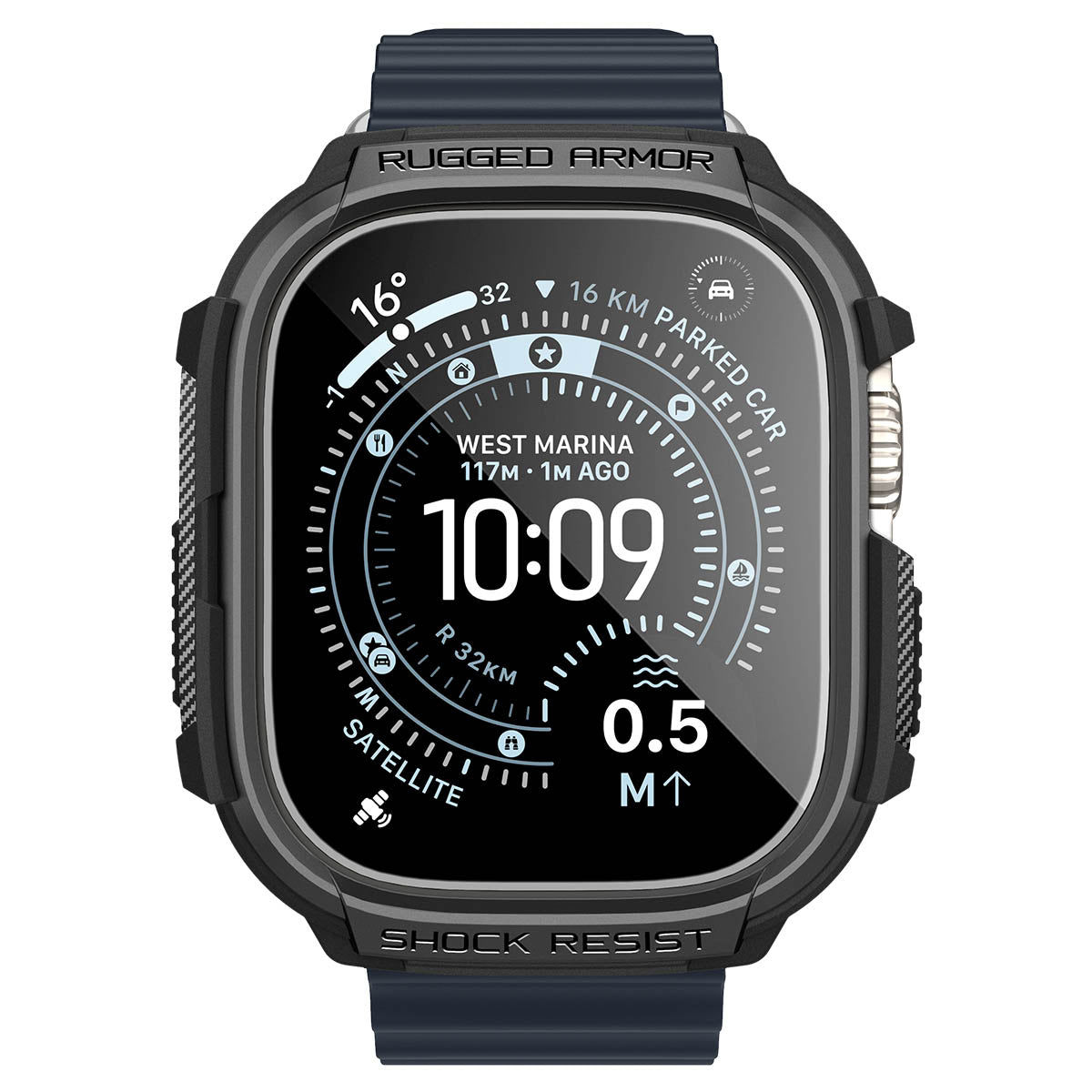 Schutzhülle + Glas für Apple Watch Ultra 3 / 2 / 1 49 mm, Spigen Rugged Armor SP, Schwarz