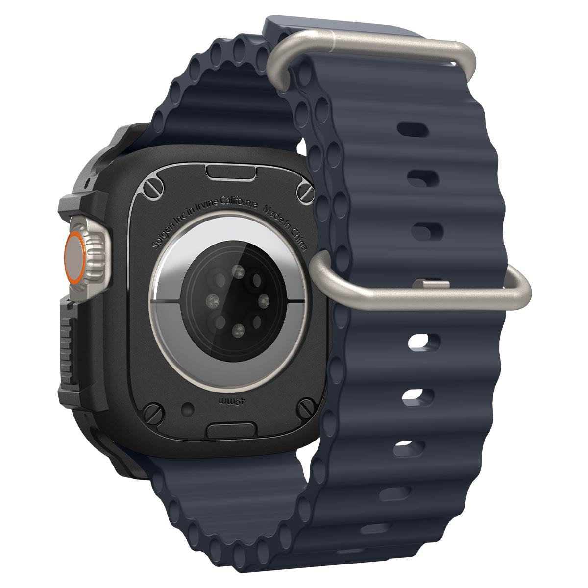 Schutzhülle + Glas für Apple Watch Ultra 3 / 2 / 1 49 mm, Spigen Rugged Armor SP, Schwarz