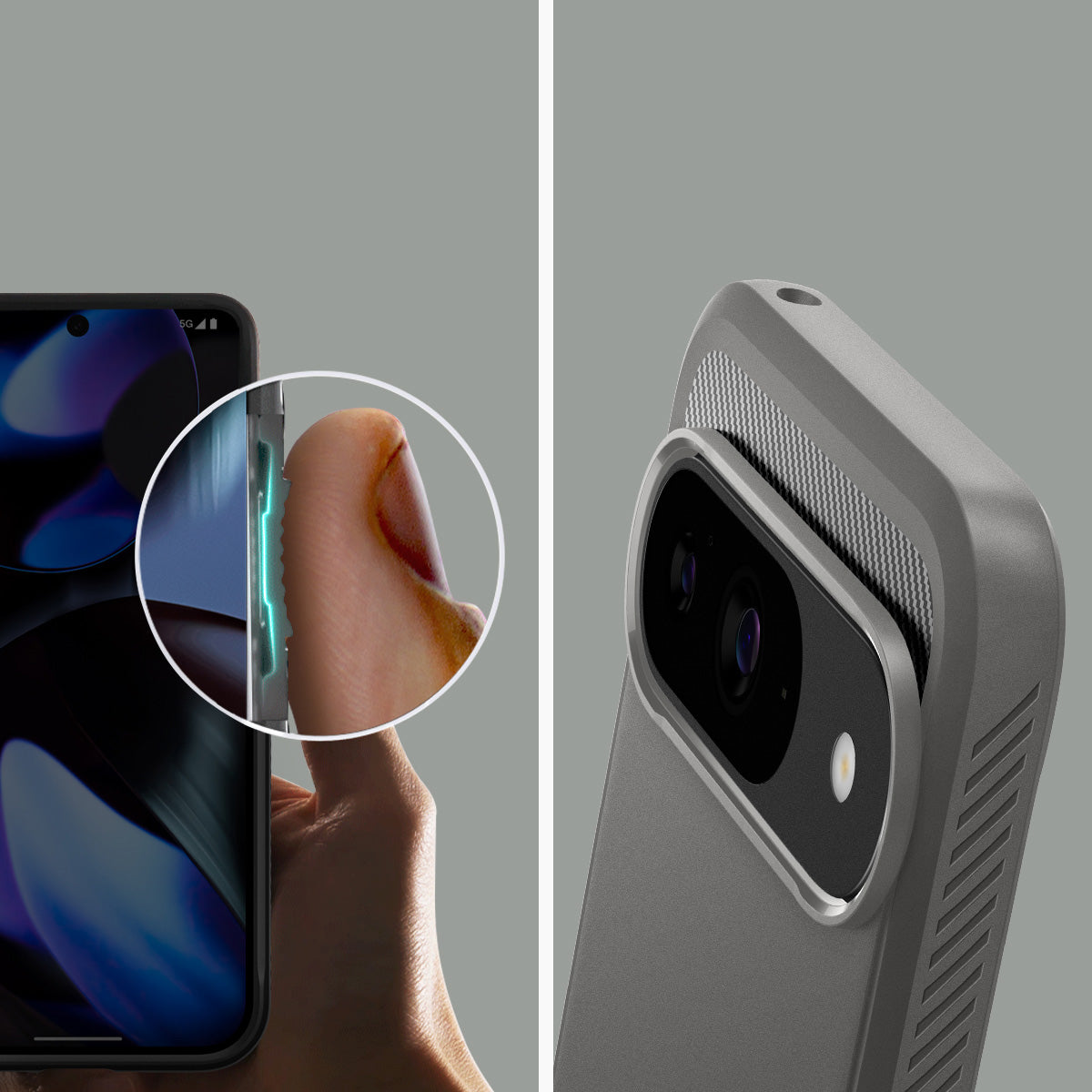 Schutzhülle für Google Pixel 9 / 9 Pro, Spigen Rugged Armor, Grau