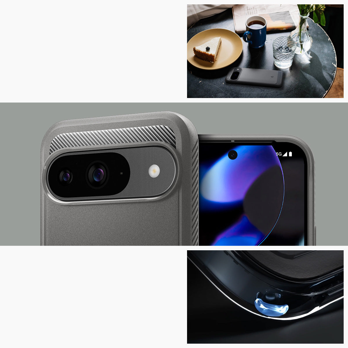 Schutzhülle für Google Pixel 9 / 9 Pro, Spigen Rugged Armor, Grau