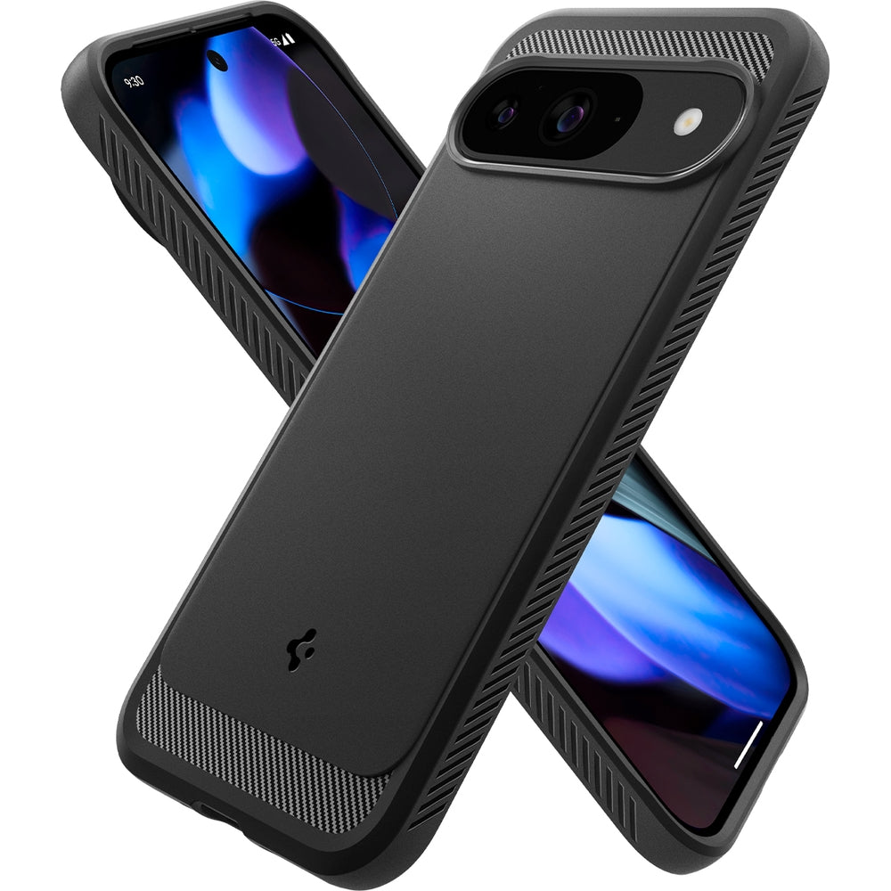 Schutzhülle für Google Pixel 9 / 9 Pro, Spigen Rugged Armor, Schwarz