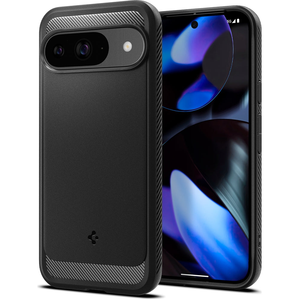 Schutzhülle für Google Pixel 9 / 9 Pro, Spigen Rugged Armor, Schwarz