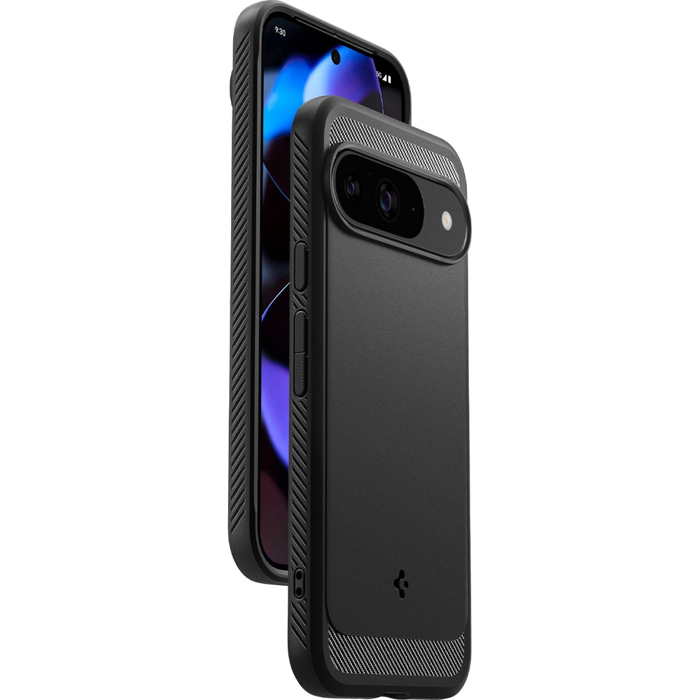 Schutzhülle für Google Pixel 9 / 9 Pro, Spigen Rugged Armor, Schwarz
