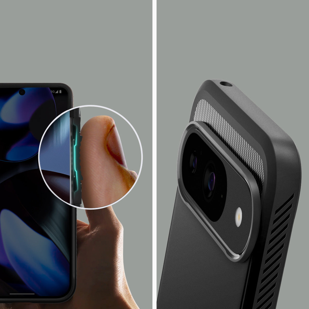 Schutzhülle für Google Pixel 9 / 9 Pro, Spigen Rugged Armor, Schwarz