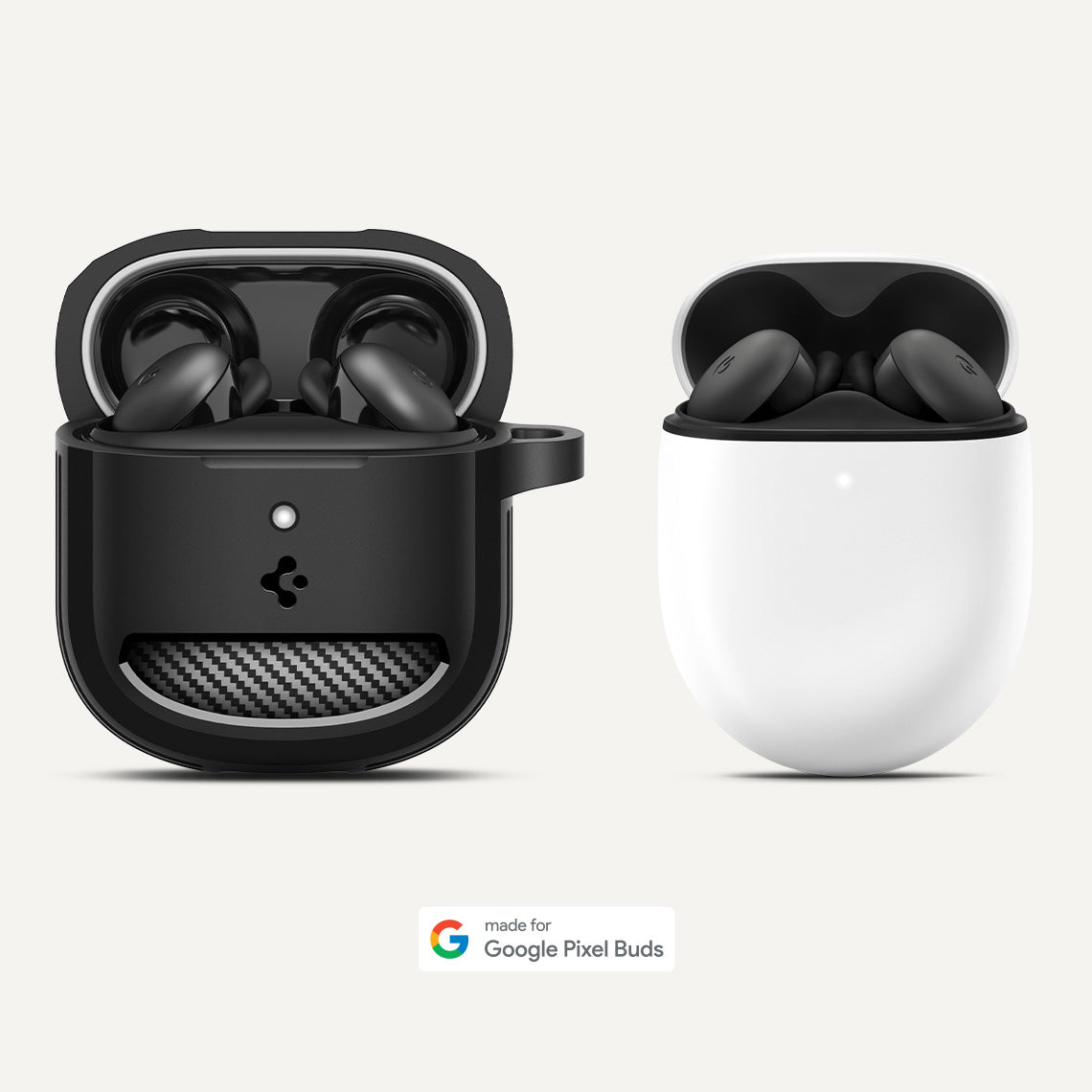 Hülle für Google Pixel Buds 2a, Spigen Rugged Armor, Schwarz