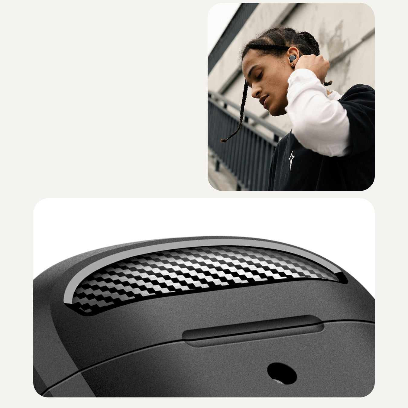 Hülle für Google Pixel Buds 2a, Spigen Rugged Armor, Schwarz