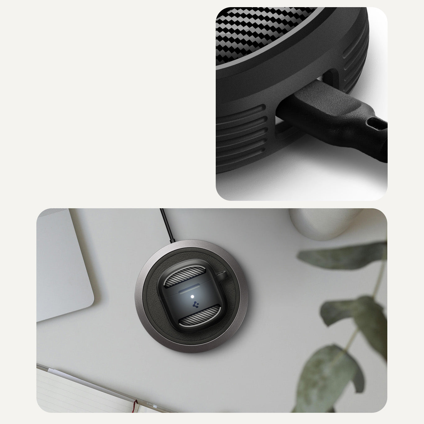 Hülle für Google Pixel Buds 2a, Spigen Rugged Armor, Schwarz