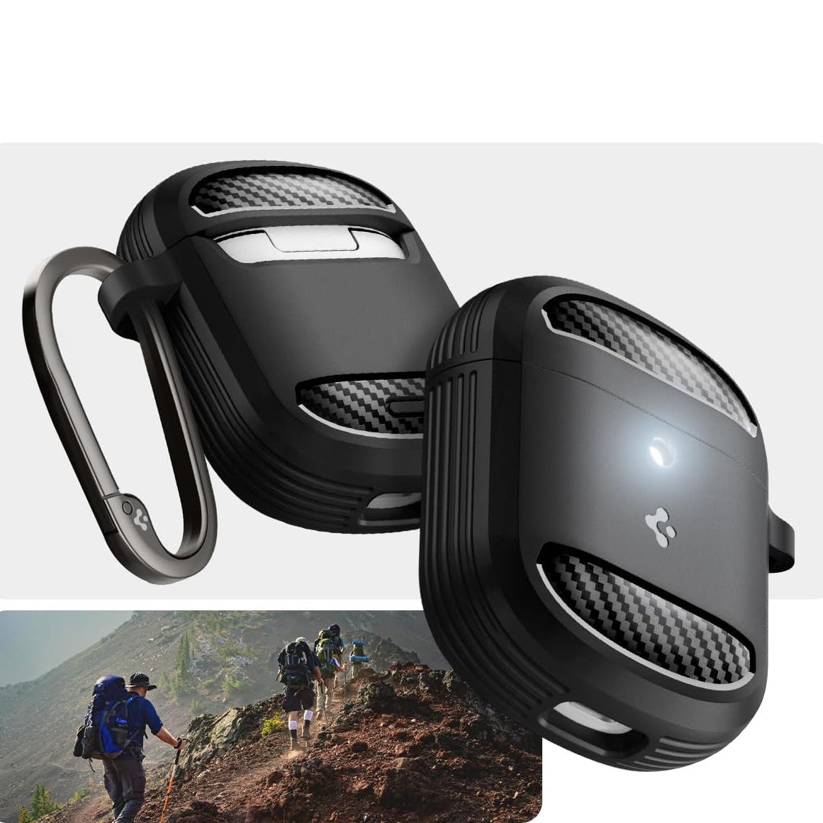 Schutzhülle für Pixel Buds Pro 2 / Pro, Spigen Rugged Armor, Schwarz
