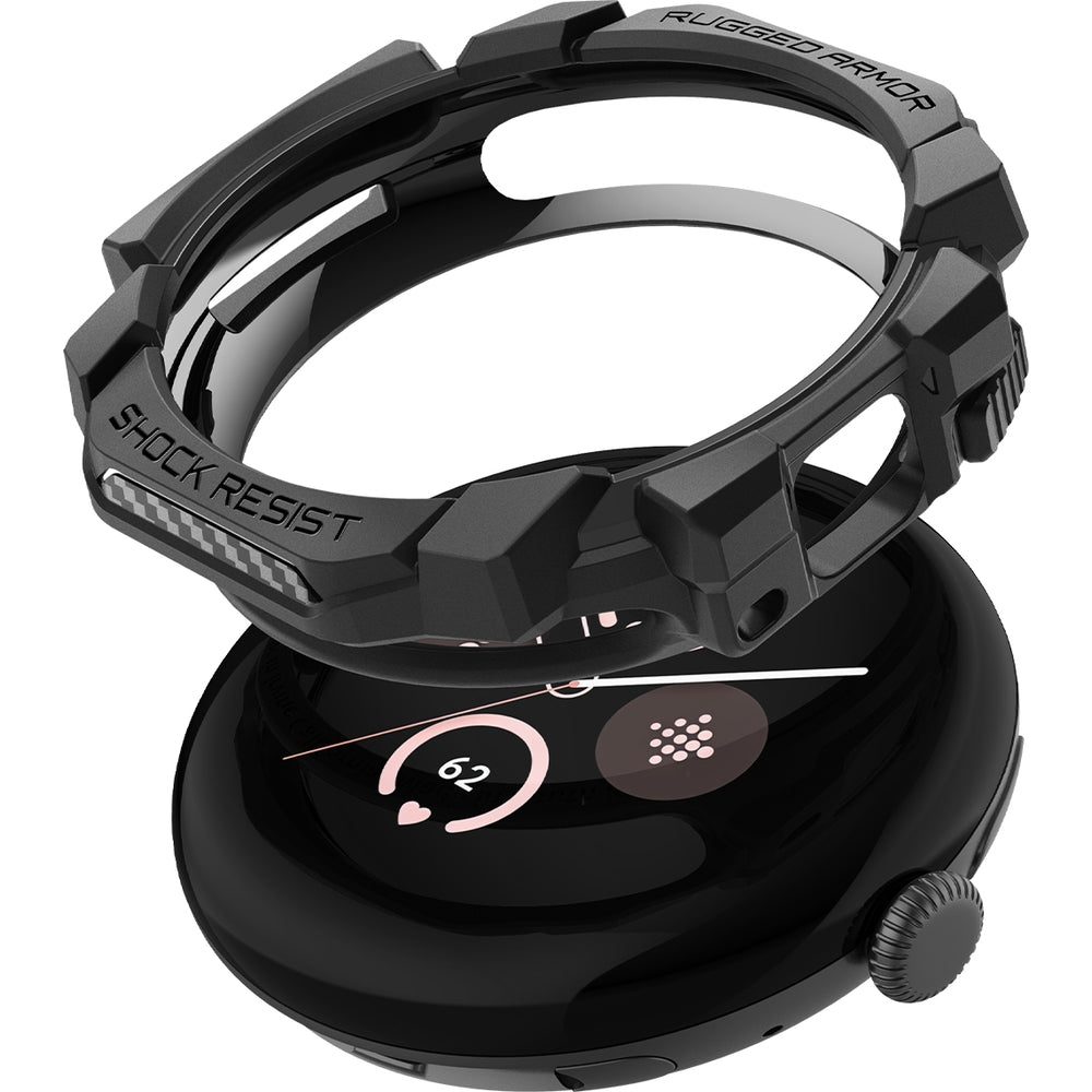 Schutzhülle für Google Pixel Watch 3 / 2 / 1 (41mm), Spigen Rugged Armor, Schwarz