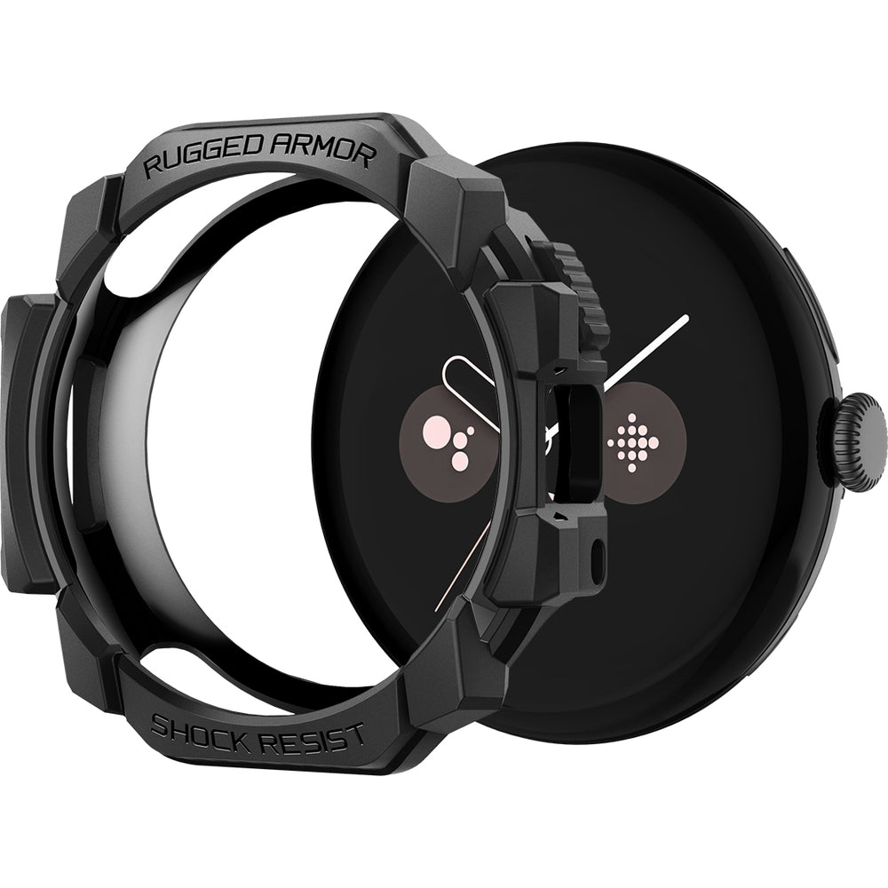 Schutzhülle für Google Pixel Watch 3 / 2 / 1 (41mm), Spigen Rugged Armor, Schwarz