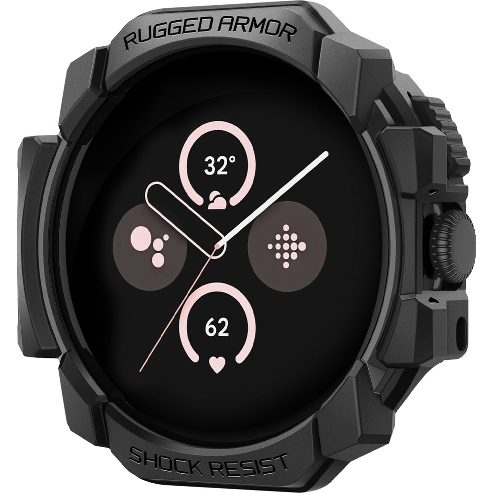 Schutzhülle für Google Pixel Watch 3 / 2 / 1 (41mm), Spigen Rugged Armor, Schwarz