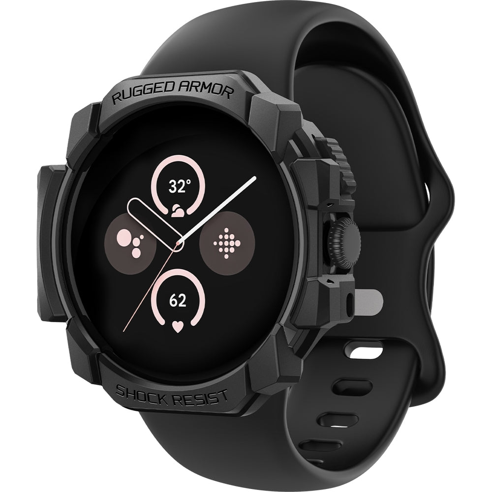 Schutzhülle für Google Pixel Watch 3 / 2 / 1 (41mm), Spigen Rugged Armor, Schwarz