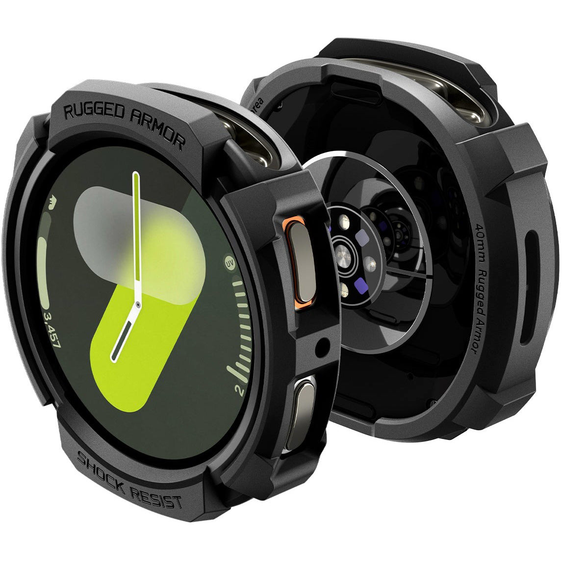 Hülle für Galaxy Watch 8 40 mm, Spigen Rugged Armor, Schwarz