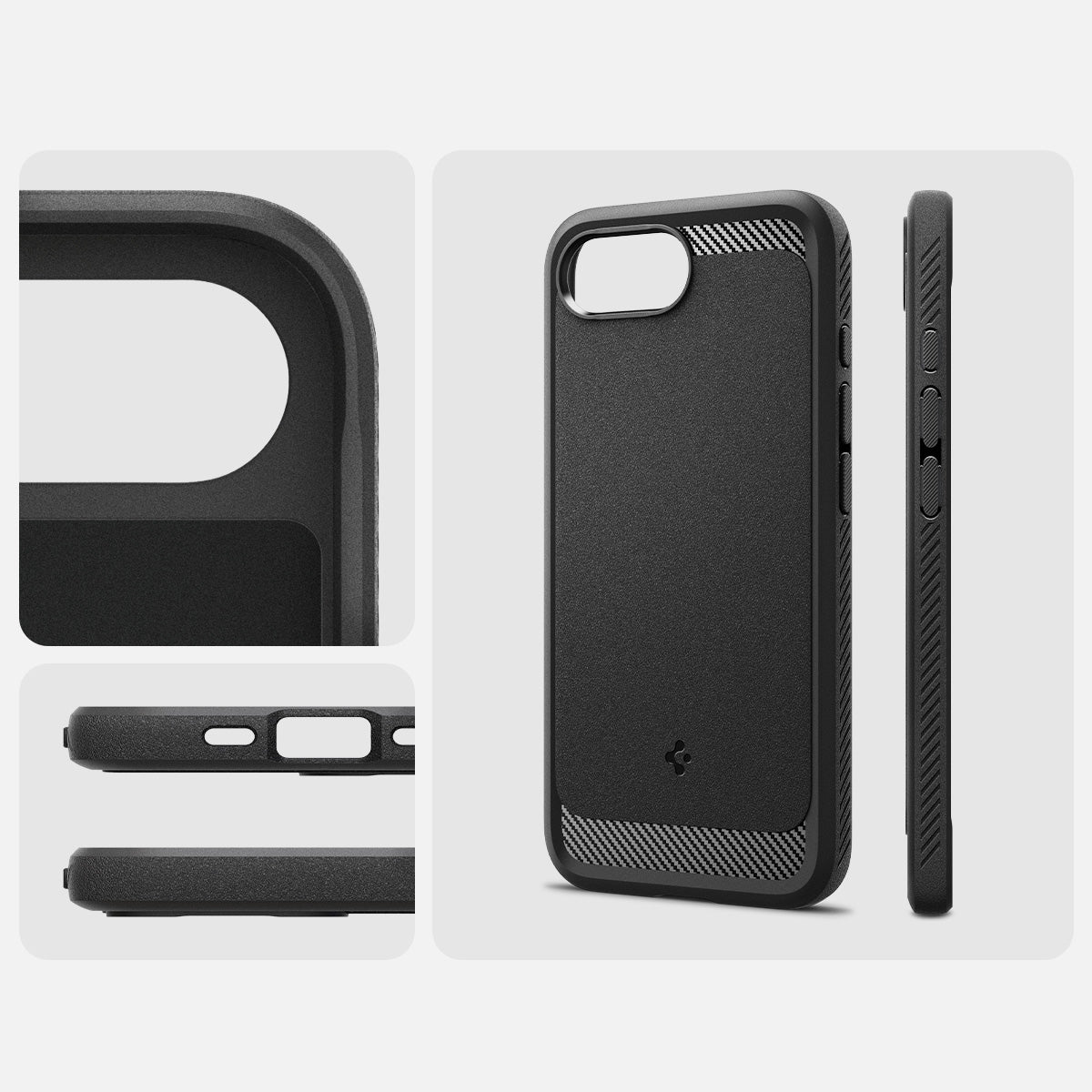 Handyhülle für iPhone 17e / 16e, Spigen Rugged Armor Mag mit MagSafe, Schwarz