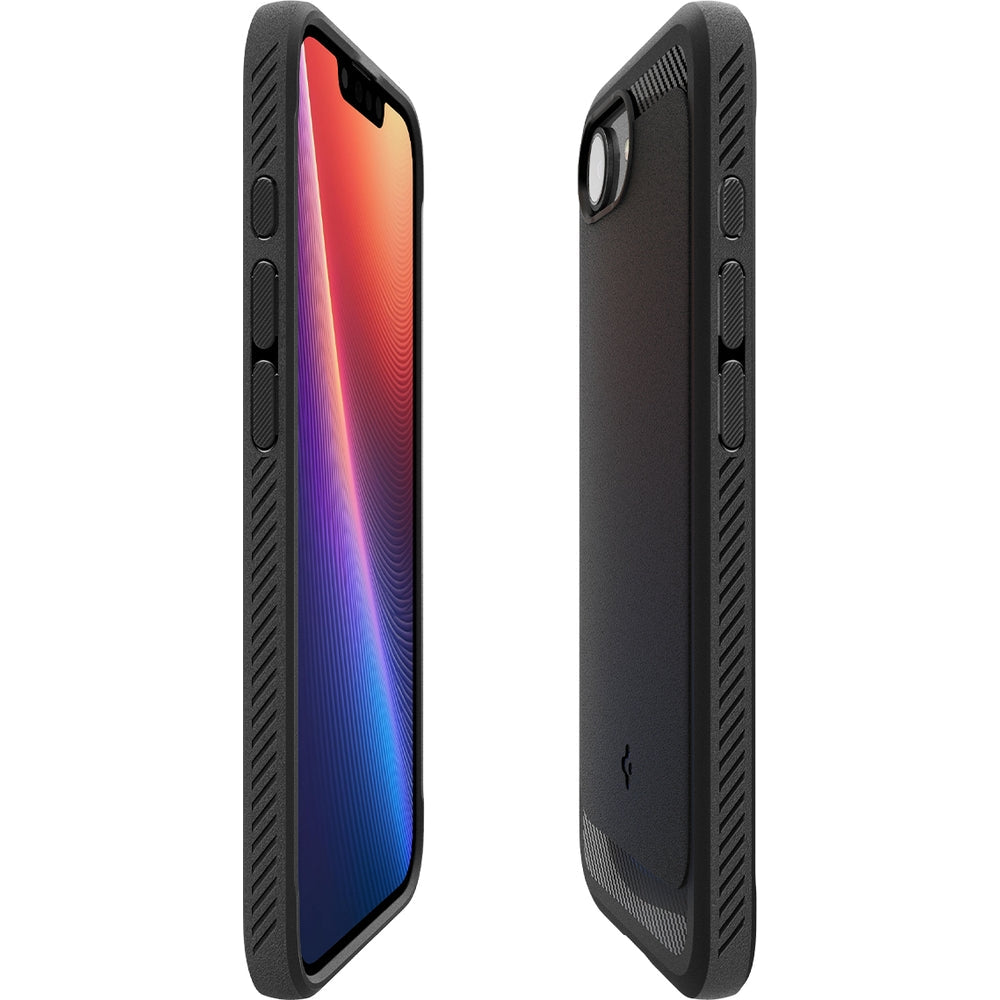 Handyhülle für iPhone 17e / 16e, Spigen Rugged Armor Mag mit MagSafe, Schwarz