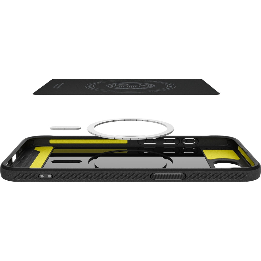 Handyhülle für iPhone 17e / 16e, Spigen Rugged Armor Mag mit MagSafe, Schwarz