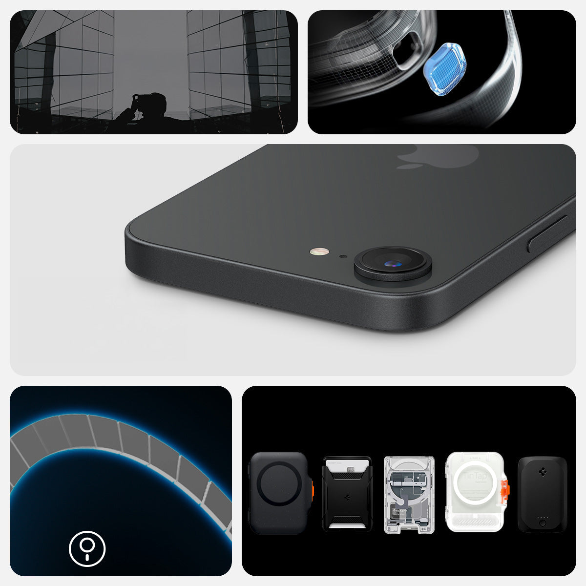 Handyhülle für iPhone 17e / 16e, Spigen Rugged Armor Mag mit MagSafe, Schwarz