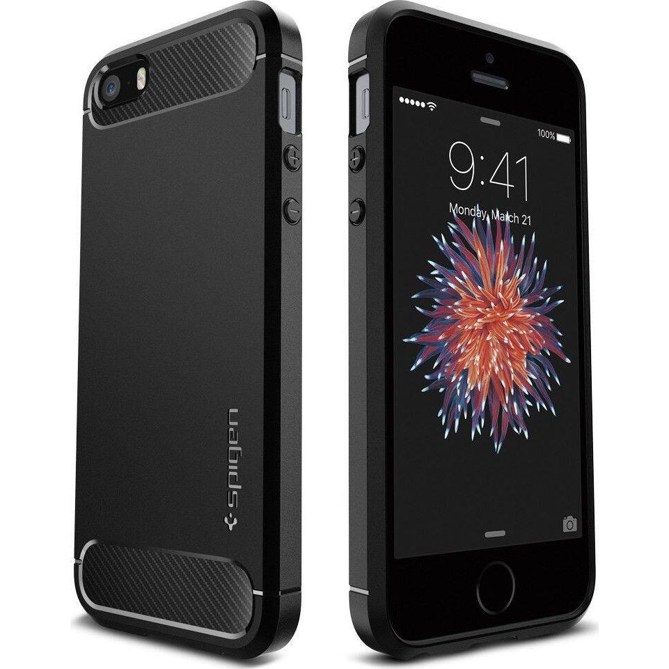 Schutzhülle für iPhone SE/5s/5, Spigen Rugged Armor, Schwarz