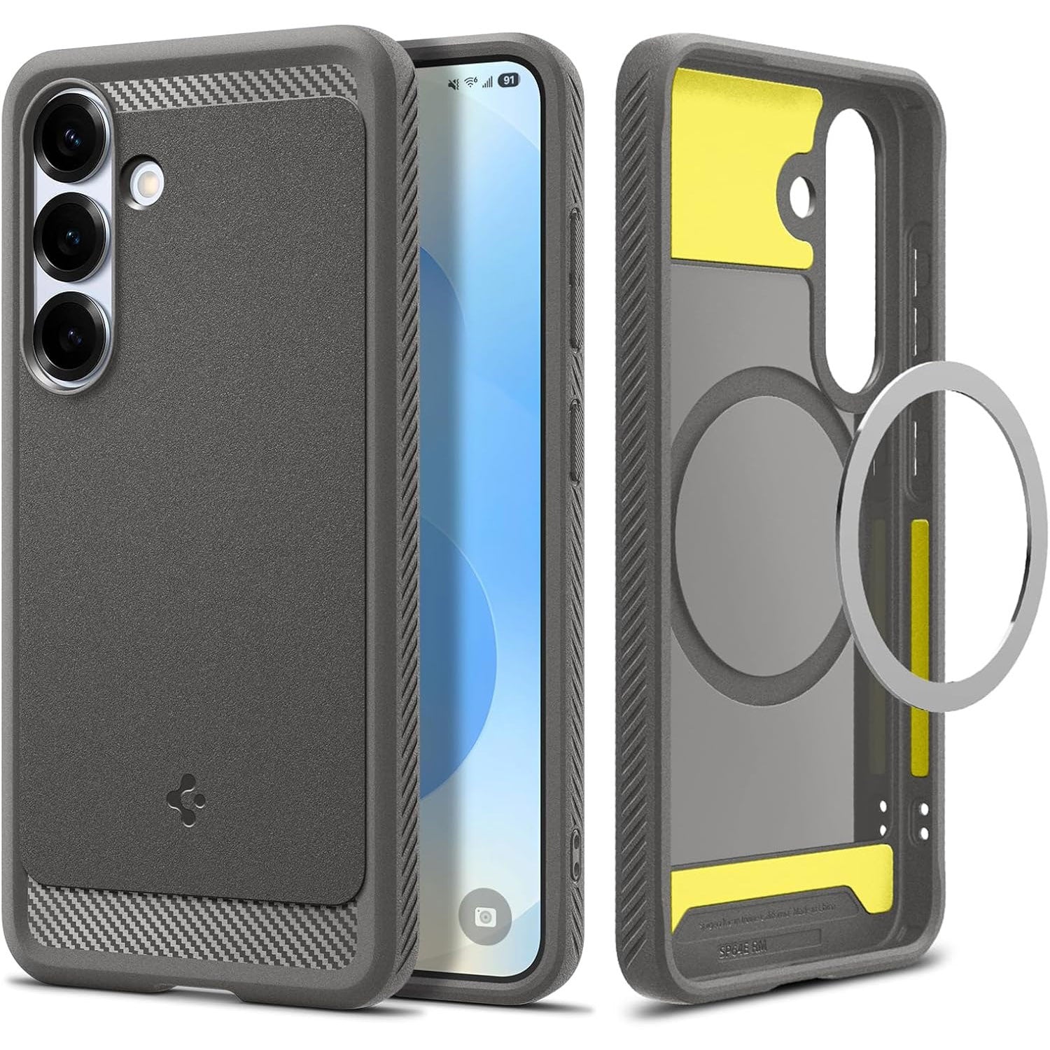 Handyhülle für Galaxy S25, Spigen Rugged Armor Mag mit MagSafe, Grau
