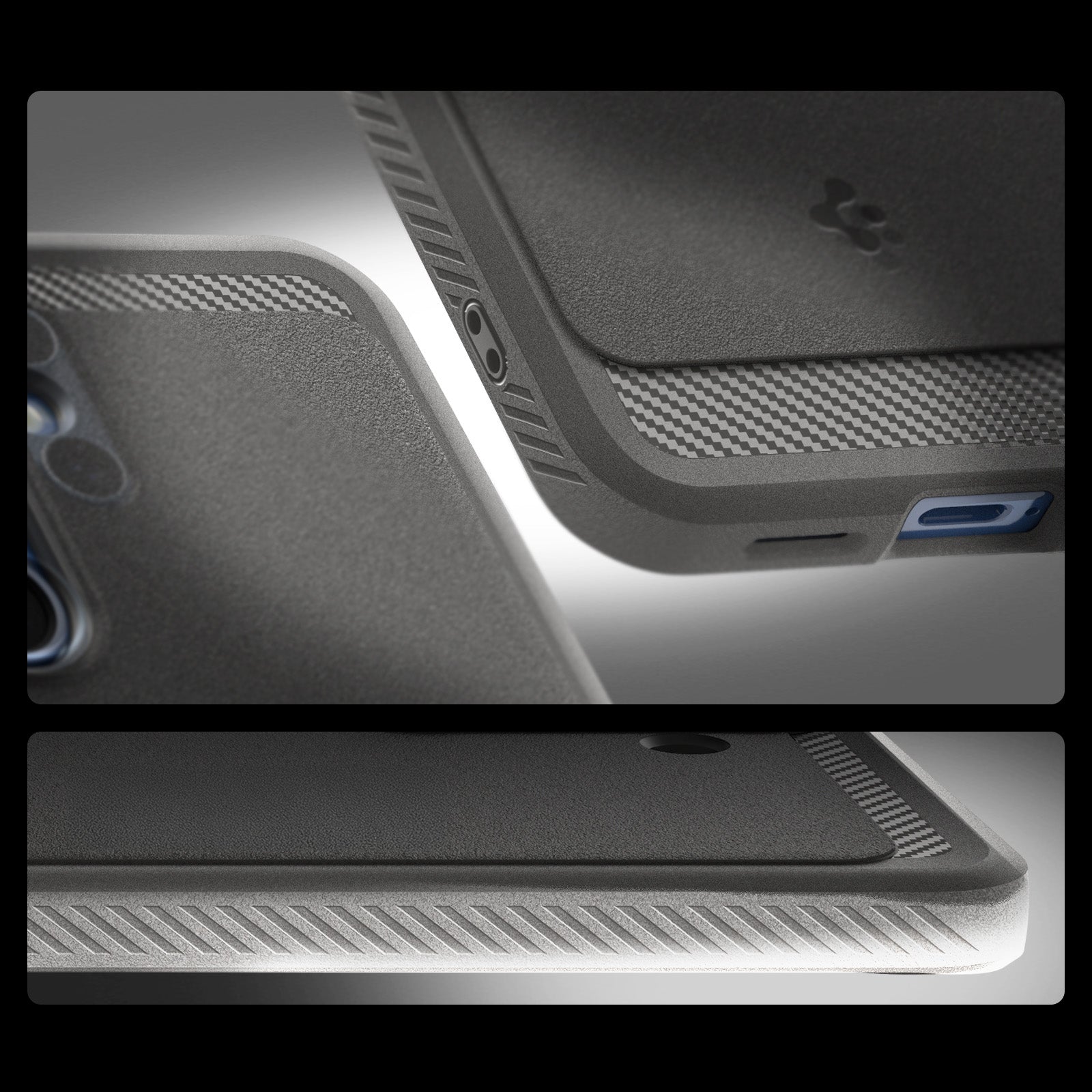Handyhülle für Galaxy S25, Spigen Rugged Armor Mag mit MagSafe, Grau
