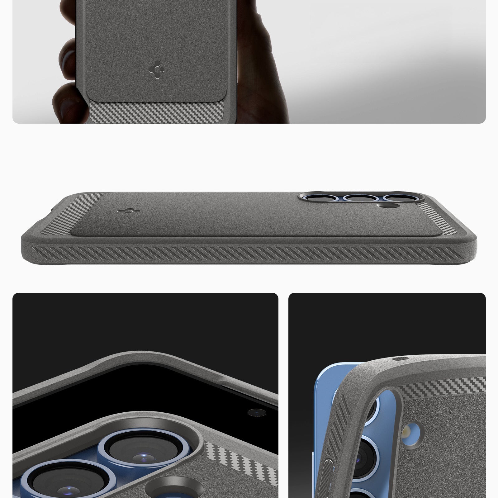 Handyhülle für Galaxy S25, Spigen Rugged Armor Mag mit MagSafe, Grau