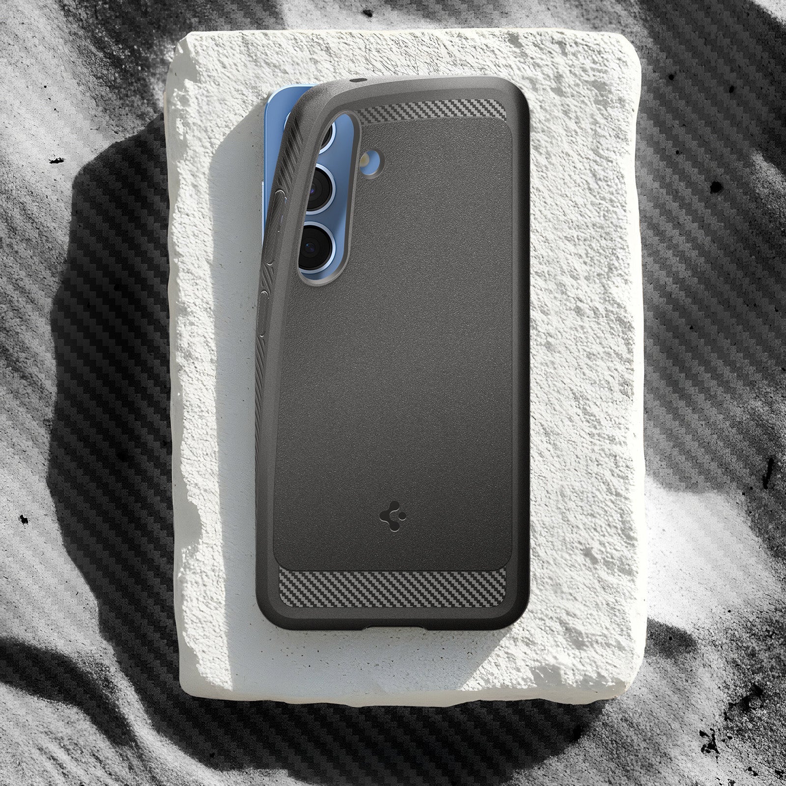Handyhülle für Galaxy S25, Spigen Rugged Armor Mag mit MagSafe, Grau